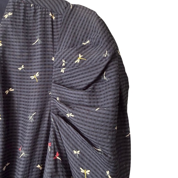 Joie Miraly Dragonfly Print Wrap Midi Dress Navy Blue Medium - Picture 8 of 10